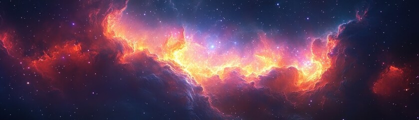 Wall Mural - Stunning Cosmic Nebula with Vibrant Colors and Starry Background in Deep Space Captured in High Resolution