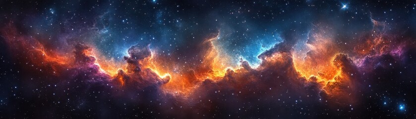 Wall Mural - Stunning Cosmic Nebula with Vibrant Colors and Starry Sky in Deep Space Captured in High Resolution for Astronomy and Science Enthusiasts