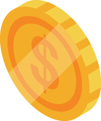 Poster - Shiny golden coin rotating, showing dollar sign, representing investment, savings, and financial growth