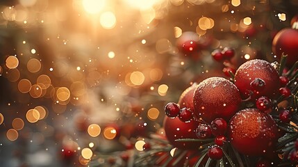 Poster - A beautiful Christmas card background, use of gold and red, traditional Christmas feel, winter seasons card.