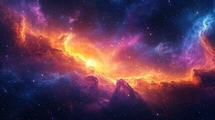 Wall Mural - Stunning Cosmic Nebula with Vibrant Colors and Starry Sky in Deep Space Captured in High Resolution for Astronomy and Science Enthusiasts