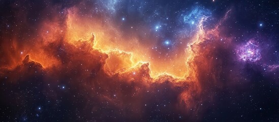 Wall Mural - Stunning Cosmic Nebula with Vibrant Colors and Starry Background Capturing the Mysteries of Deep Space and the Beauty of the Universe