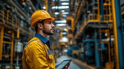 Poster - Worker using a project management tool on a tablet, illustrating the integration of technology to streamline tasks and boost productivity