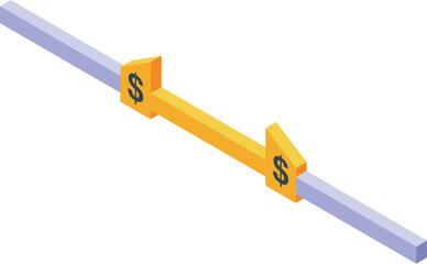 Poster - Golden double arrow bridge connecting two different ways, symbolizing financial transaction and money transfer