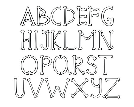 Skull font shaped alphabet set