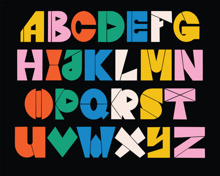 Modern Colorful font shaped alphabet set