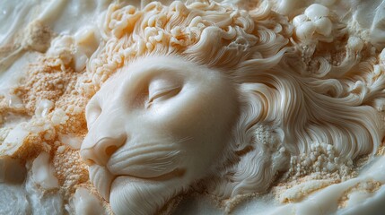 Wall Mural - close-up of a lion sculpture: a detailed and artistic rendering