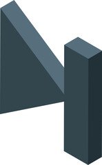 Poster - Dark gray abstract geometric shape resembling letter n, formed by a triangle and a rectangle, creating a modern and minimalist design