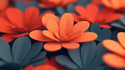 Poster - Vibrant orange and blue flowers create stunning visual contrast