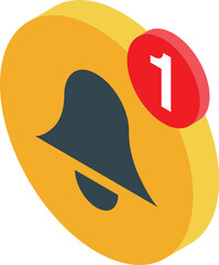 Poster - Notification bell icon displays one new unread message, symbolizing an alert or reminder