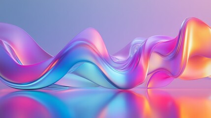 Poster - Abstract swirls of colorful translucent material create a fluid motion on a reflective surface during soft lighting