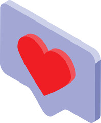 Poster - Social media reaction icon with red heart expressing love and affection in isometric view