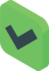 Poster - Check mark icon displayed on a green rounded square button, representing confirmation and validation in an isometric view