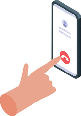 Poster - Hand declining an incoming phone call on a smartphone using touchscreen