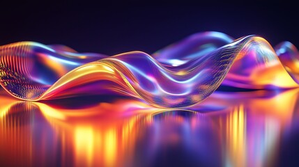 Poster - vibrant waves of color flowing gracefully across a dark background, creating an illusion of motion a