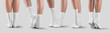 © olegphotor - Mockup of long white socks on beautiful female legs on tiptoes, stretched feet, side, back view, for design, branding. Set © olegphotor - Mockup of long white socks on beautiful female legs on tiptoes, stretched feet, side, back view, for design, branding. Set