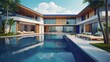 © Dream - Luxury pool villa spectacular contemporary design digital art real estate home house and property