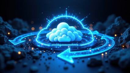 Wall Mural - A digital, cloud-based storage concept with a futuristic and magical theme.