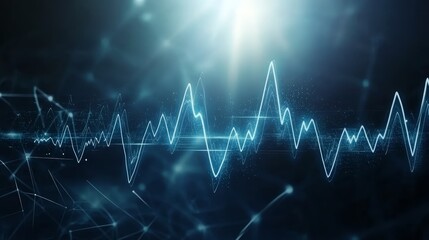 Fototapete - Abstract technology background with intertwined sound waves and lines representing futuristic communication