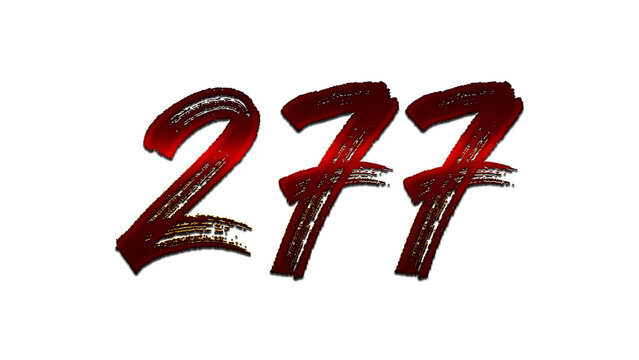 3D blood red number design of 277 on white background.