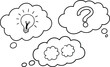 © AnamulHaqueAnik - Three thought bubbles, one with a lightbulb, one with a question mark, and one with two blank spaces.