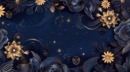 Wall Mural - dark blue golden elegant diwali concept background wallpaper