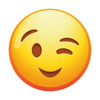© vadymstock - A charming winking emoji face, exuding playful mischief and friendliness with a bright smile and vibrant yellow colors.