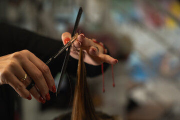 hairdresser's hands with scissors and comb