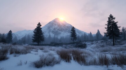 Wall Mural - Winter Sunrise Mountain Majesty 