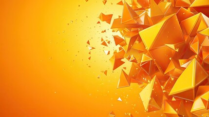 Leinwandbilder - Abstract orange background with polygon motif, perfect for creative projects. This vibrant abstract orange design with polygon elements offers a dynamic visual appeal and ample copy space.