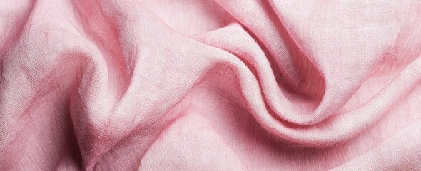 Wall Mural - Soft pink fabric texture with gentle folds and fine woven details Generative AI