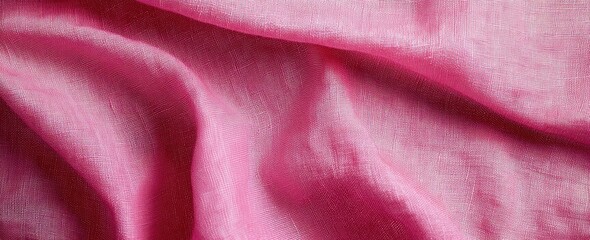 Wall Mural - Soft pink fabric texture with delicate folds and fine woven pattern Generative AI