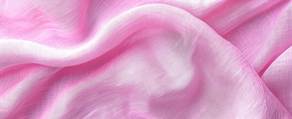Wall Mural - Soft pink fabric texture with delicate folds and fine woven pattern Generative AI