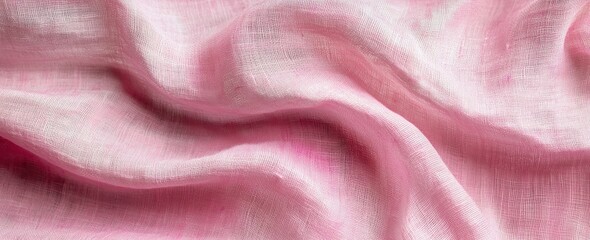 Wall Mural - Soft pink fabric texture with delicate folds and fine woven pattern Generative AI