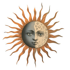 Wall Mural - illustration set of moon phases. different stages of moonlight activity in vintage engraving style. 