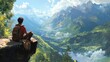 © Alex - Captivating Outdoor Escape: A Vibrant Traveler on a Scenic Ledge - Perfect for Adventure-Themed Poster Décor in Sports and Nature Spaces
