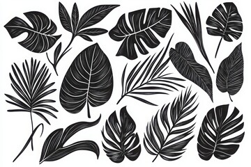 Poster - Stylized tropical leaves and exotic plants art for vibrant and lush design projects