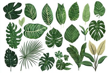 Poster - Stylized tropical leaves and exotic plants vectorized a vibrant collection for nature lovers and designers