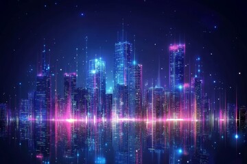 Aufkleber - building with digital technology element in a smart city concept.