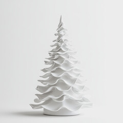 Elegant White Christmas Tree on White Background