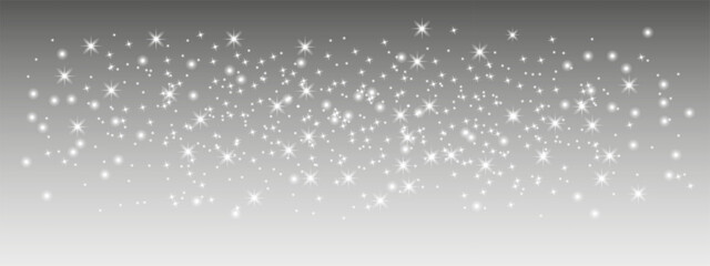 Poster - Glittering vector dust on transparent background. Glittering white lights. Christmas Holiday glow particle. Magic star effect. Shine background. Festive party design