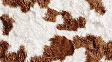 Seamless pattern of brown and white realistic looking cow hide. Textured background imitating brown and white animal fur in detail.