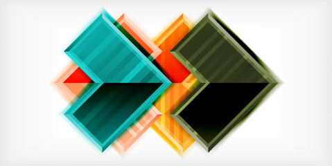 Poster - Arrow symbols created with 3d effects and line texture geometric abstract background