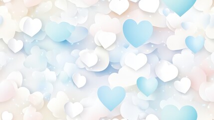 Wall Mural - a seamless pattern of pastel-colored hearts and bokeh, creating a dreamy, romantic background with a