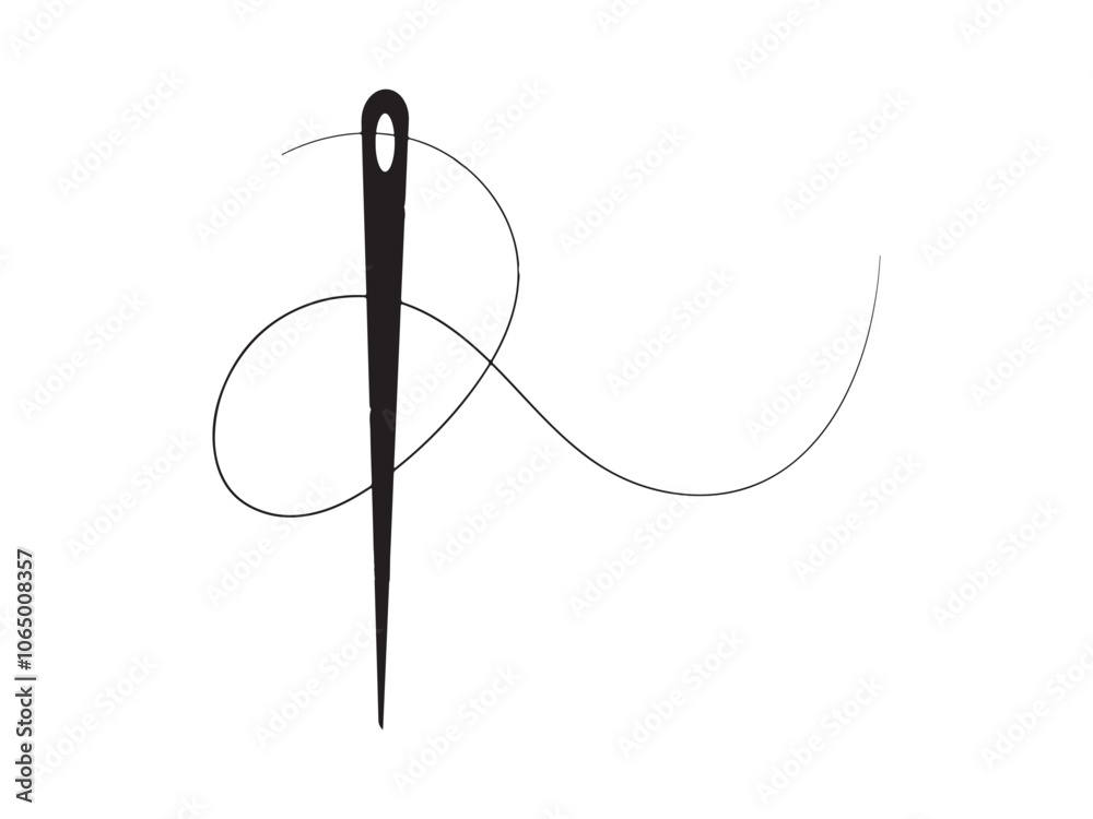 Needle and thread silhouette icon vector illustration. Tailor logo with ...