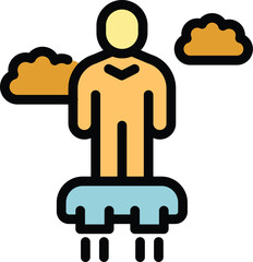 Poster - Man is enjoying the benefits of future technology by using a personal flying device