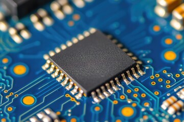Poster - A detailed view of an electronic circuit board's components and wiring