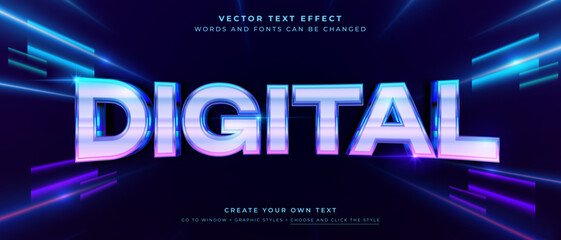 Fototapete - 3d digital text effect on abstract technology background, vector graphic style