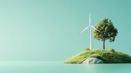 Clean energy solutions development, futuristic eco-business startup, 3D illustration,