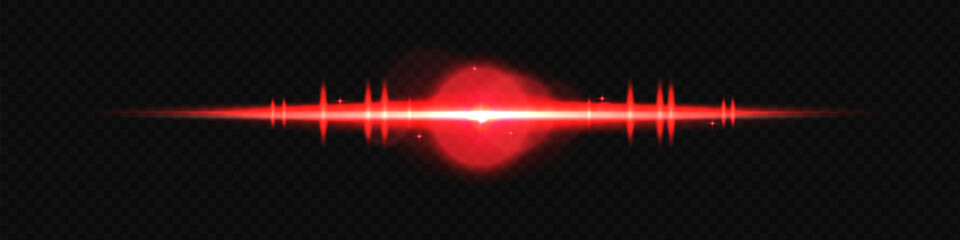 Wall Mural - red light horizontal light beams. bright light lens. shiny stars, glowing sparks on a black backgrou